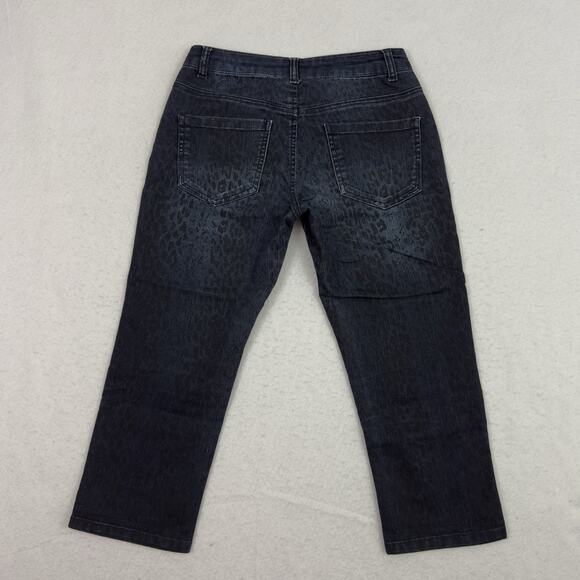 Liverpool Womens Michelles Capri Dark Blue Leopard Print Stretch Denim Size 2 - Picture 5 of 14